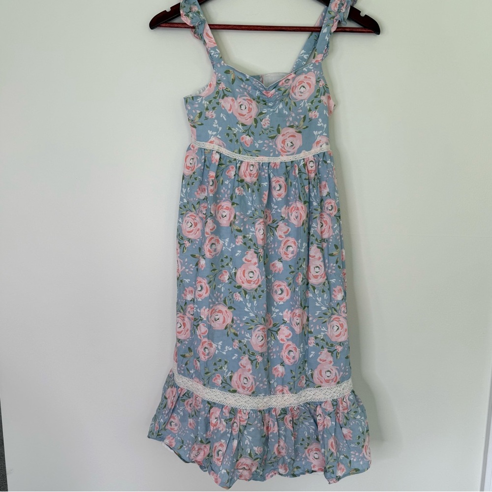 Haute Hippie Pink Blue Cottagecore Floral Dress Size Kids 10
